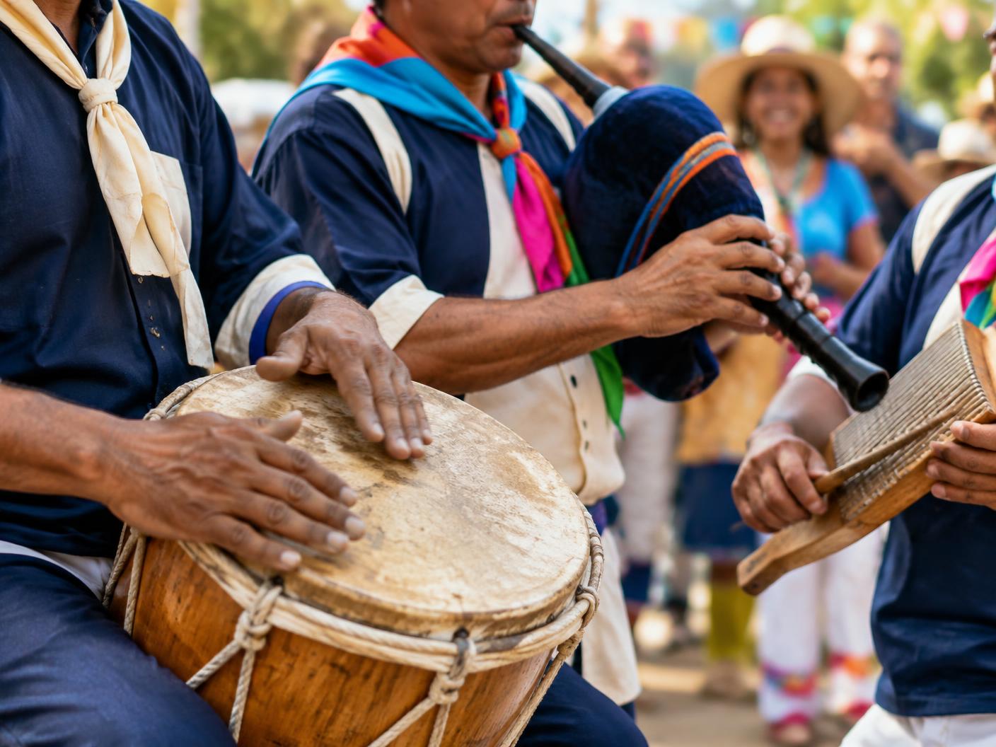 Músicos interpretando instrumentos tradicionales venezolanos